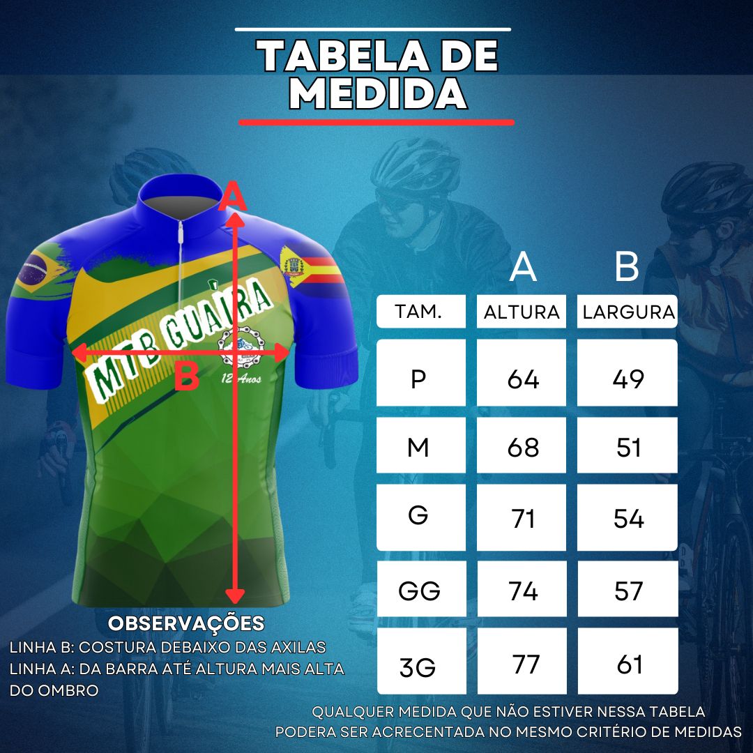 Tabela de medida da camiseta